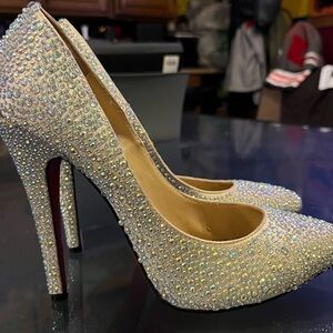 Christian Louboutin Iridescent Crystal 5 Inch High Heels Size 40